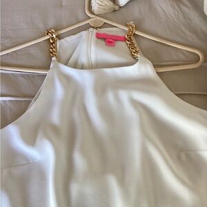 Lilly Pulitzer White Top with Gold Chain Straps